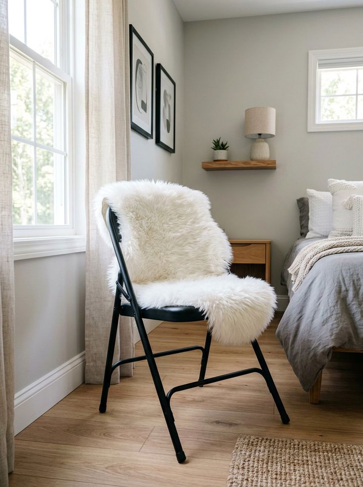 Folding metal chair - 30 cheap bedroom furniture ideas