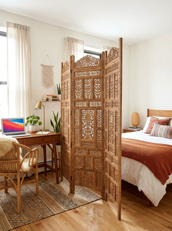 Folding room divider - 30 renter bedroom ideas