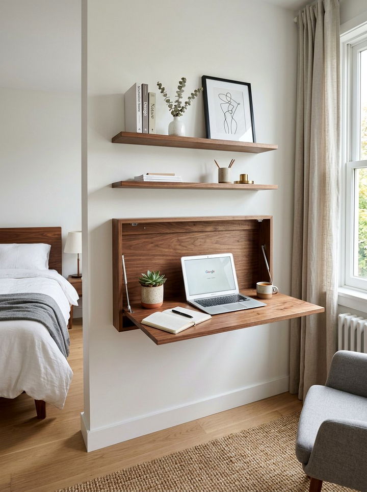 Folding wall desk - 30 bedroom convertible furniture ideas