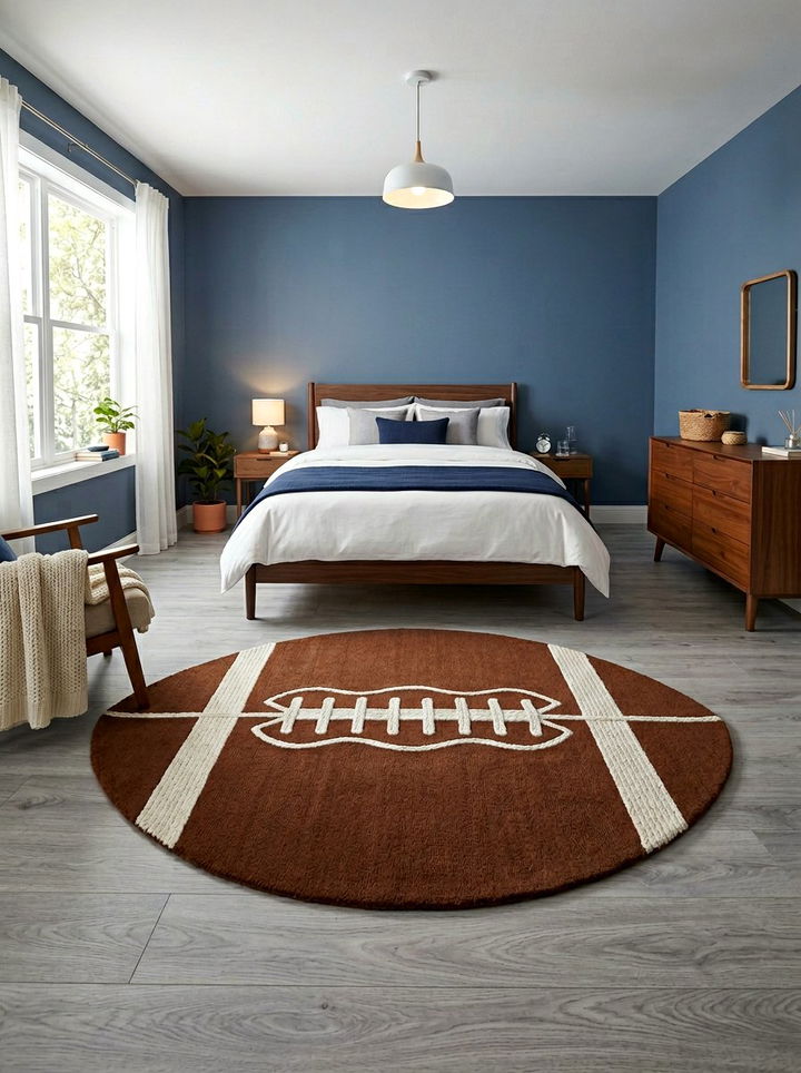 Football Shaped Rug - 30 football bedroom ideas