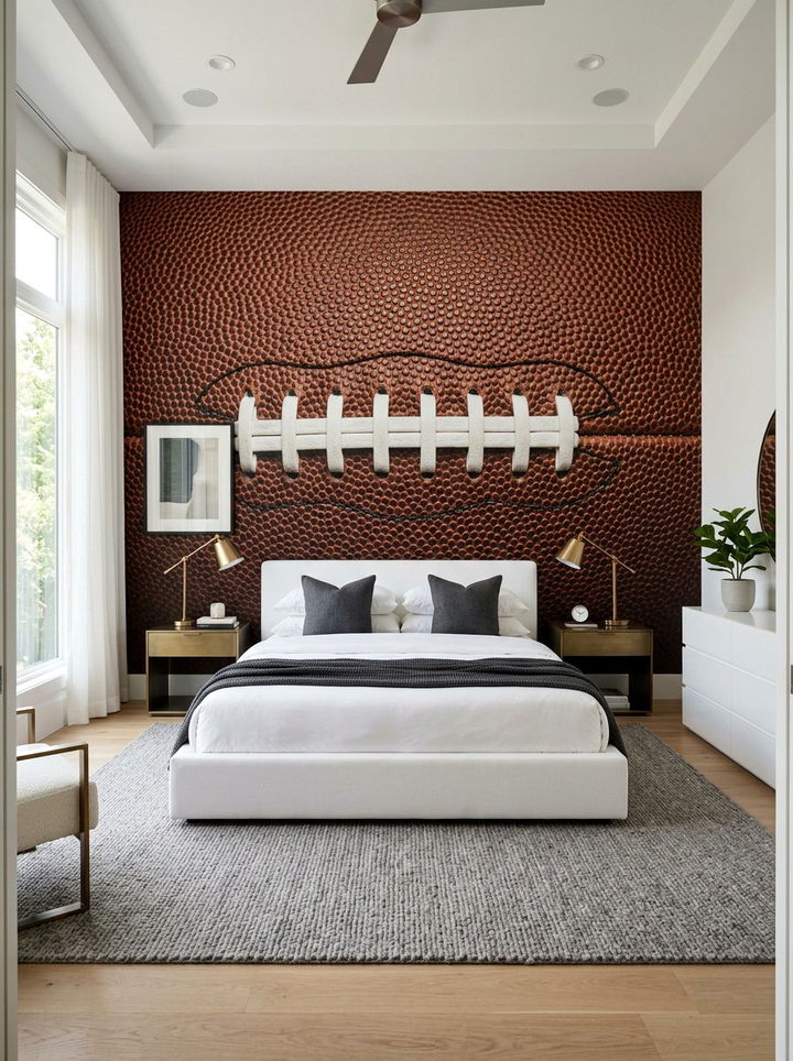 Football Texture Wall - 30 football bedroom ideas