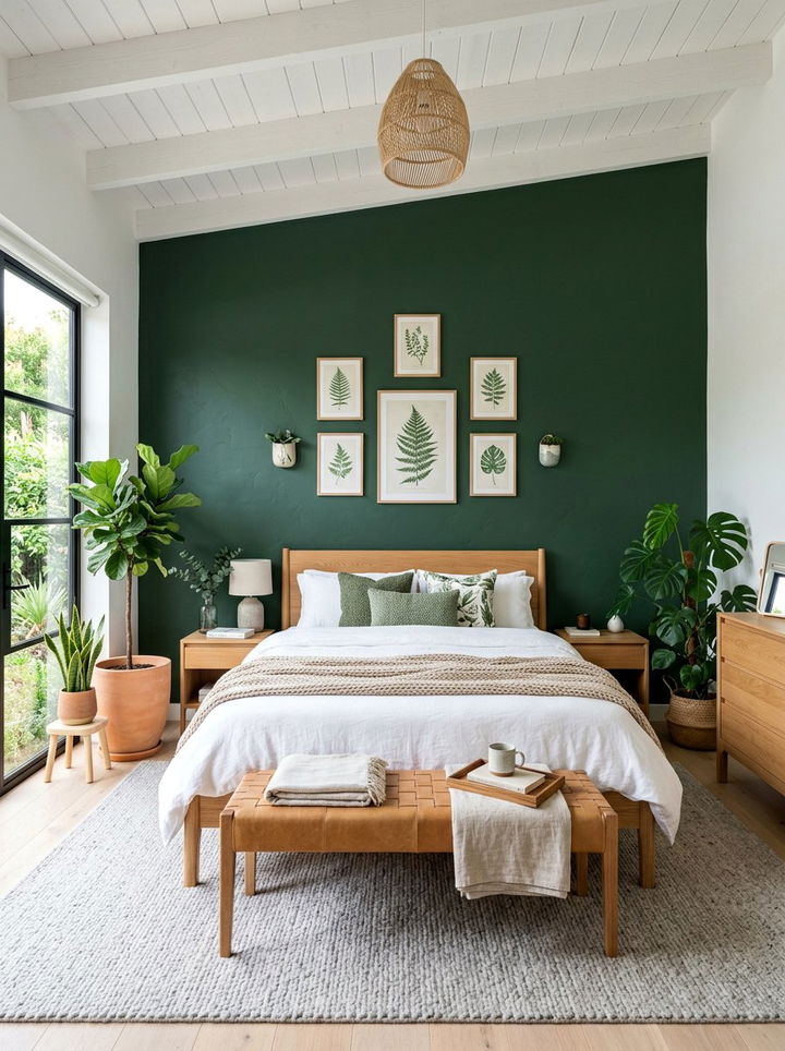 Forest Green Accent Wall Bedroom - 30 dark color bedroom ideas