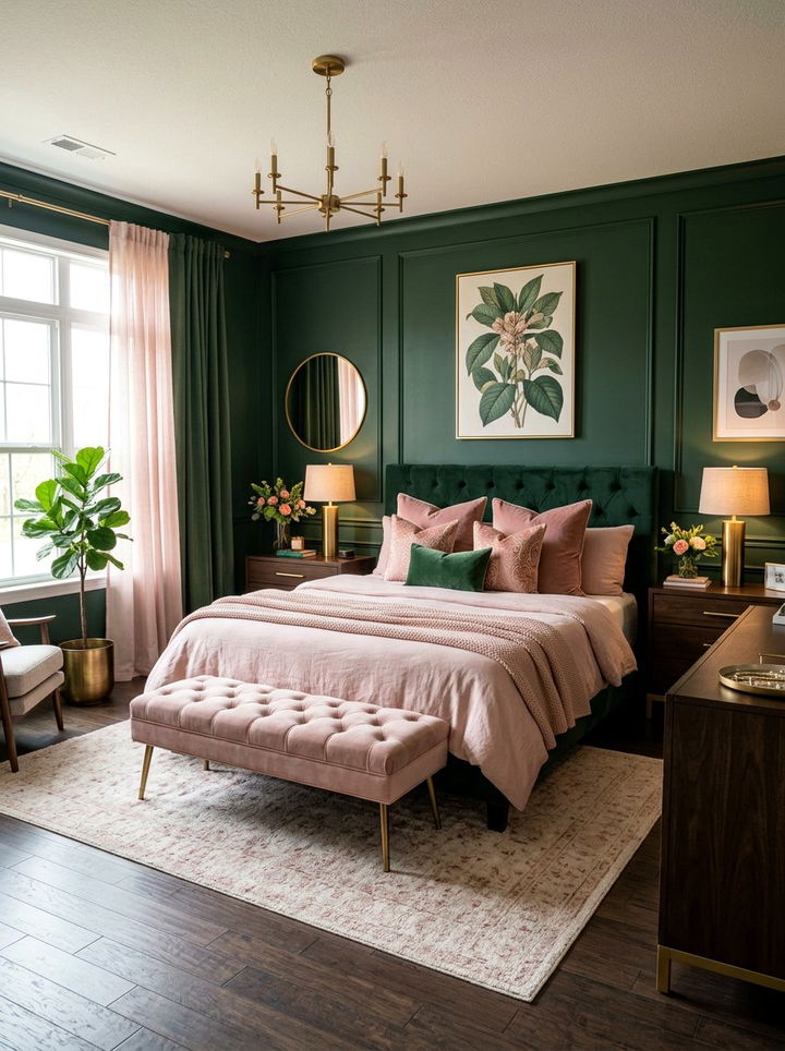 Forest Green And Blush Pink Bedroom - 30 forest green bedroom ideas