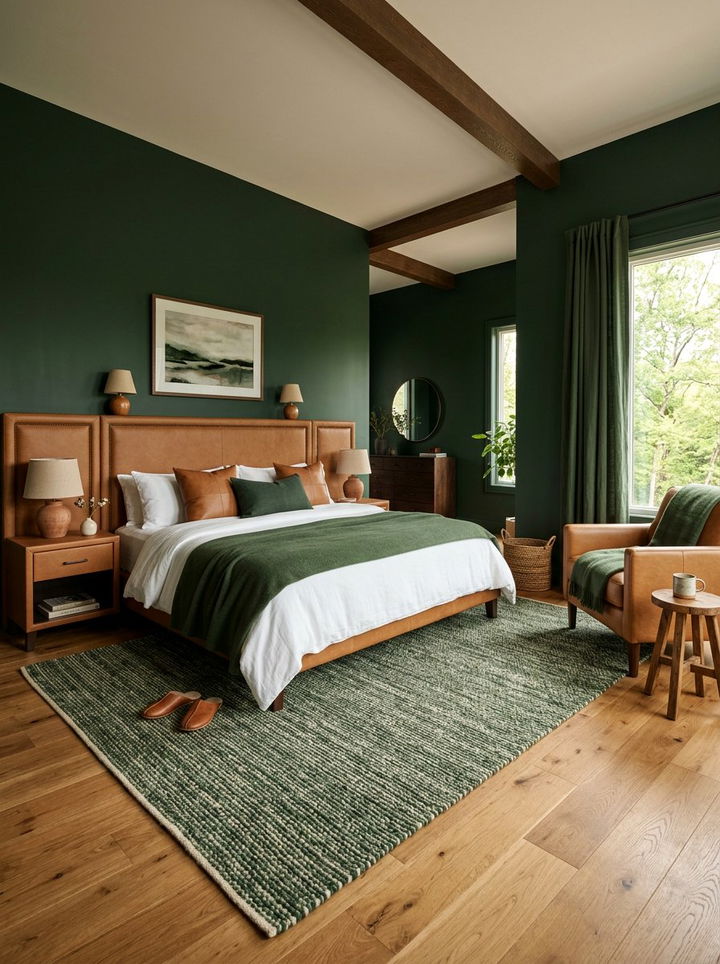 Forest Green And Tan Leather Bedroom - 30 forest green bedroom ideas