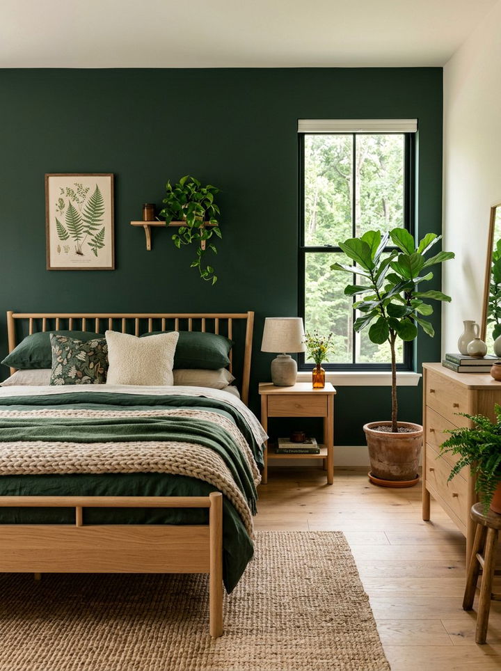 Forest Green Bedroom - 30 bedroom accent color ideas