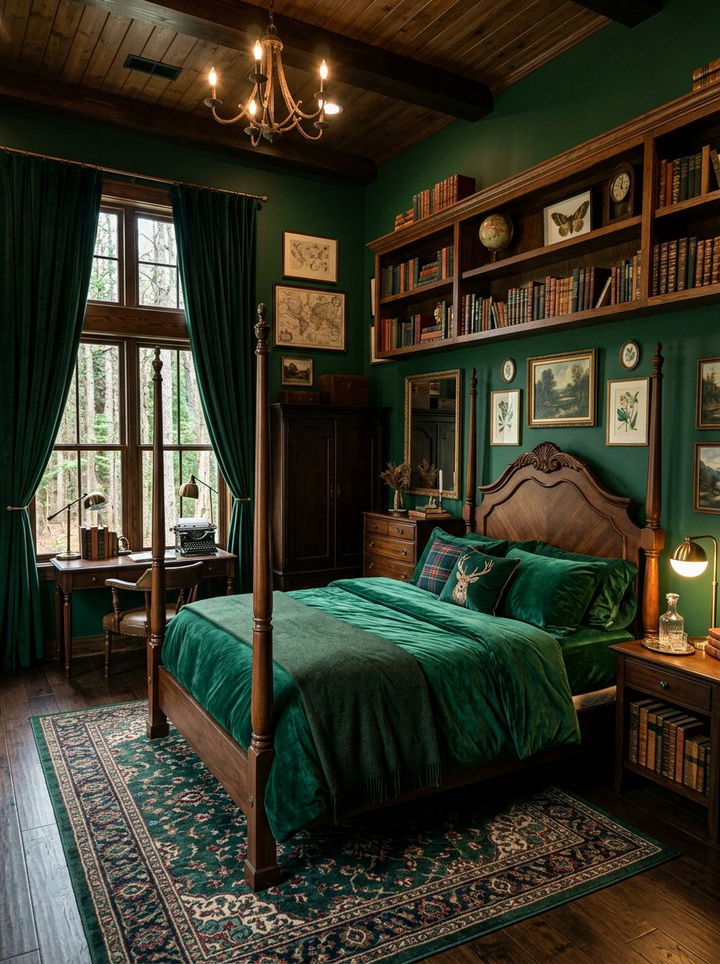 Forest Green Bedroom - 30 monochromatic bedroom ideas