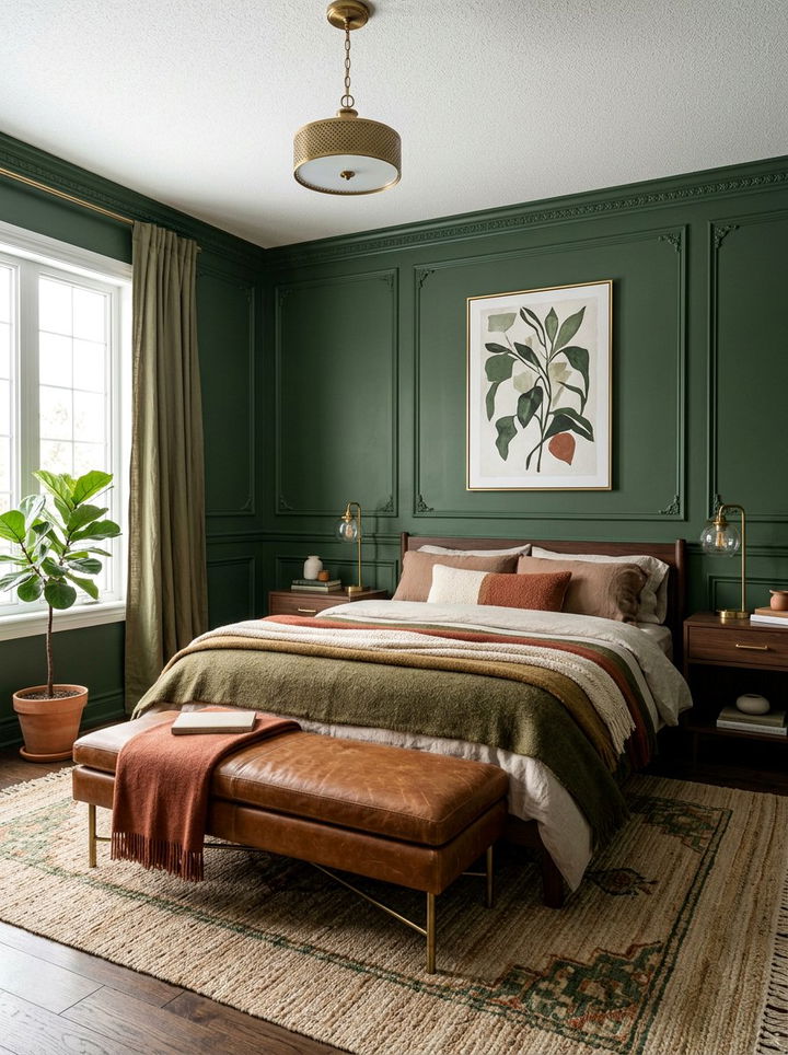 Forest Green Cozy Space - 30 rich color bedroom ideas