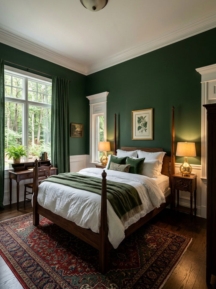 Forest Green Detail - 30 calming bedroom color ideas