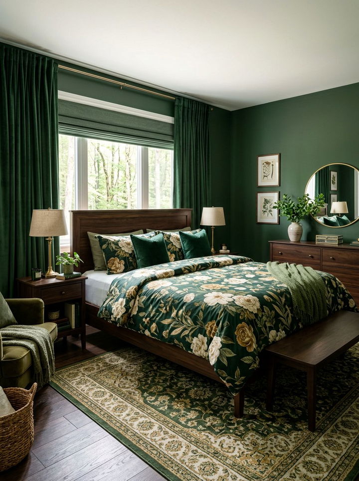 Forest Green Floral Bedroom - 30 forest green bedroom ideas