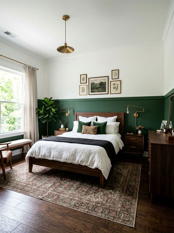 Forest Green Half Wall - 30 bedroom half painted walls