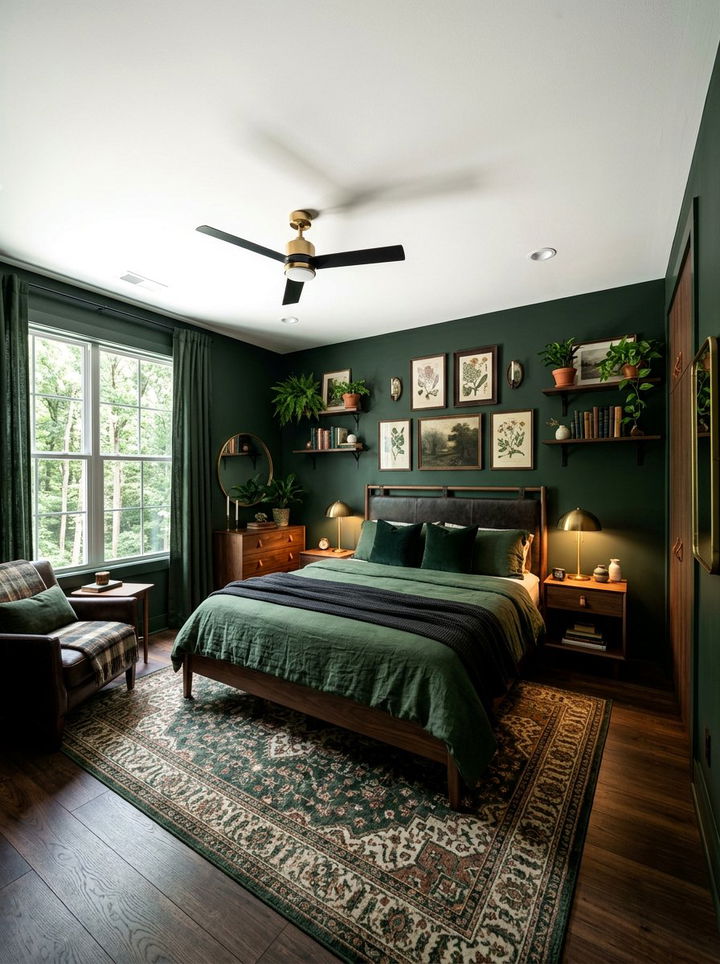 Forest Green Moody Bedroom - 30 cool green bedroom ideas