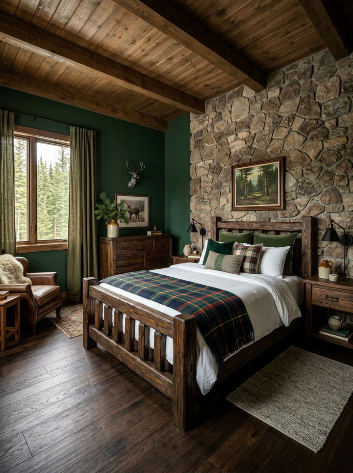 Forest Green Rustic Bedroom - 30 green bedroom ideas