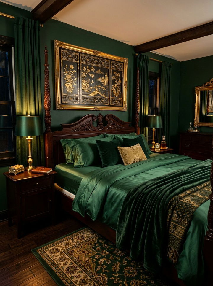 Forest Green Satin Sheets - 30 satin bedroom ideas