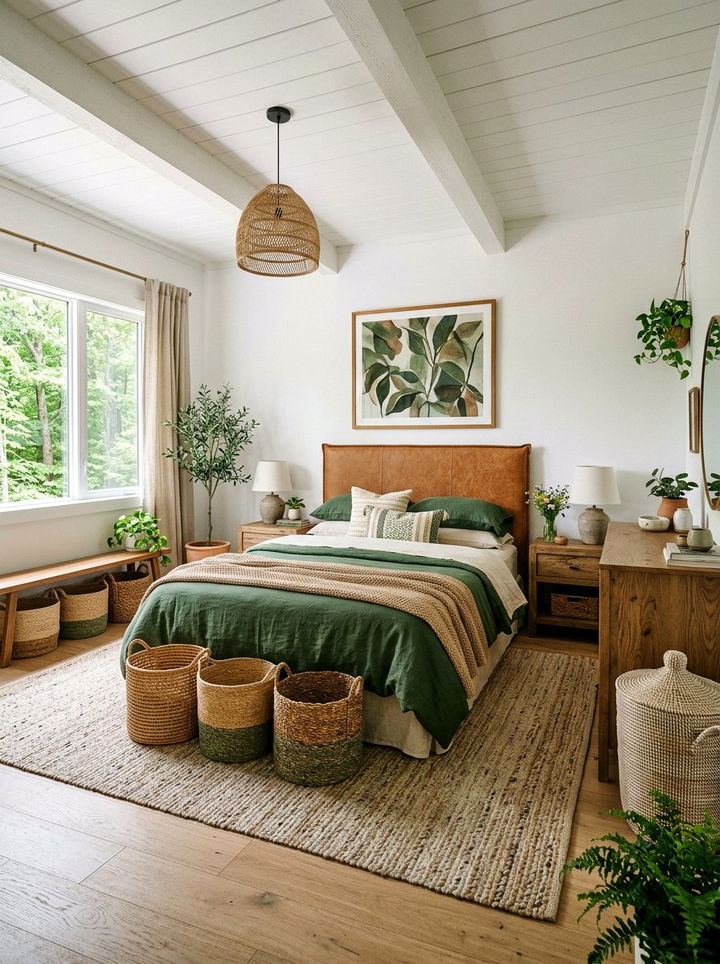Forest Green Tan White Bedroom - 30 tricolor bedroom ideas