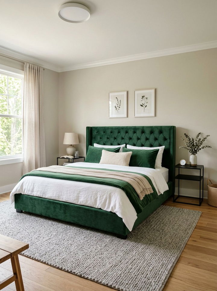 Forest Green Velvet Bed Frame - 30 forest green bedroom ideas