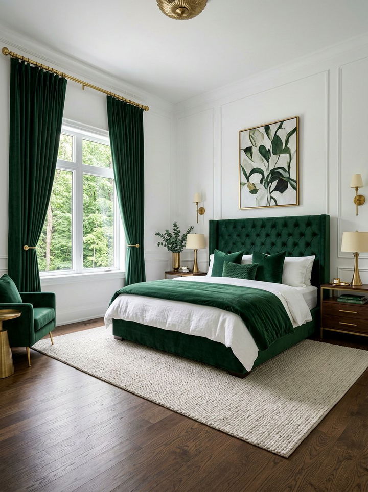 Forest Green Velvet Concept - 30 velvet bedroom ideas