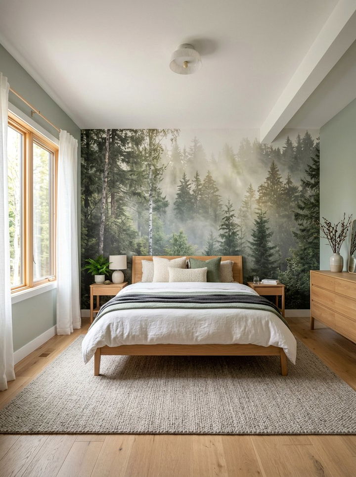 Forest Mural Wallpaper - 30 bedroom accent wall wallpapers