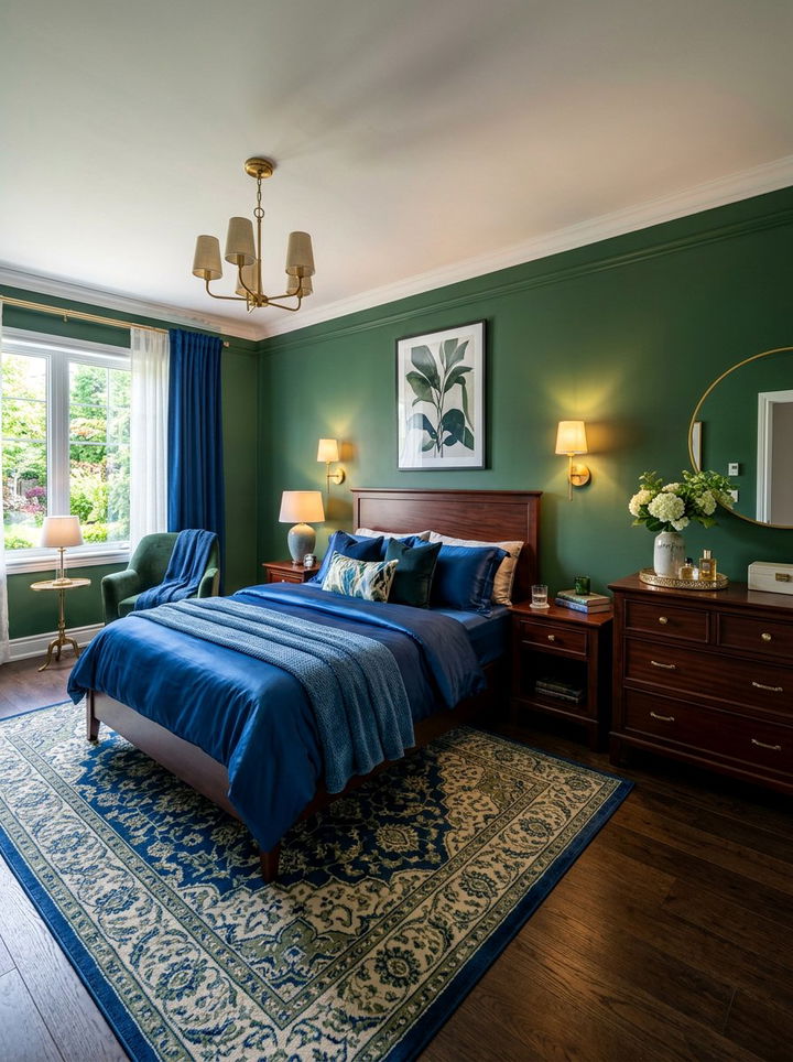 Forest green and royal blue bedroom - 30 blue and green bedroom ideas