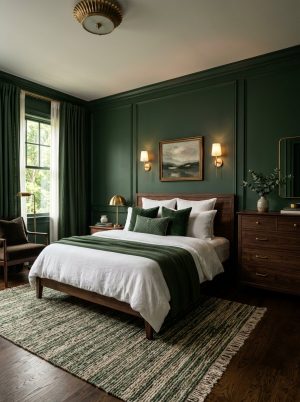 Forest green bedroom