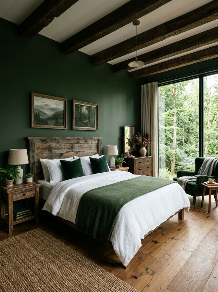 Forest green bedroom - 30 cottagecore bedroom color ideas