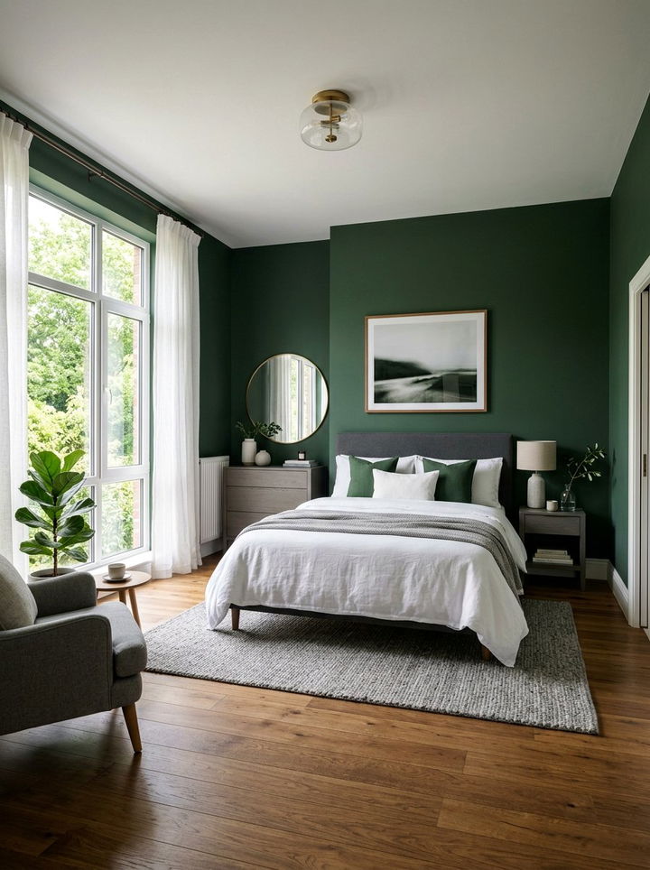 Forest green master bedroom - 30 minimalist green bedroom ideas