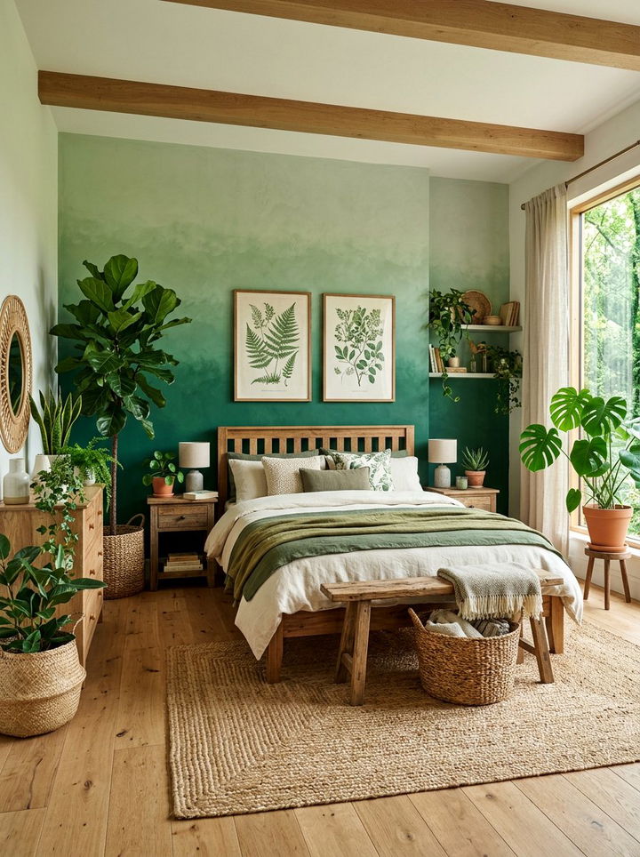 Forest green ombre wall bedroom - 30 bedroom ombre wall ideas