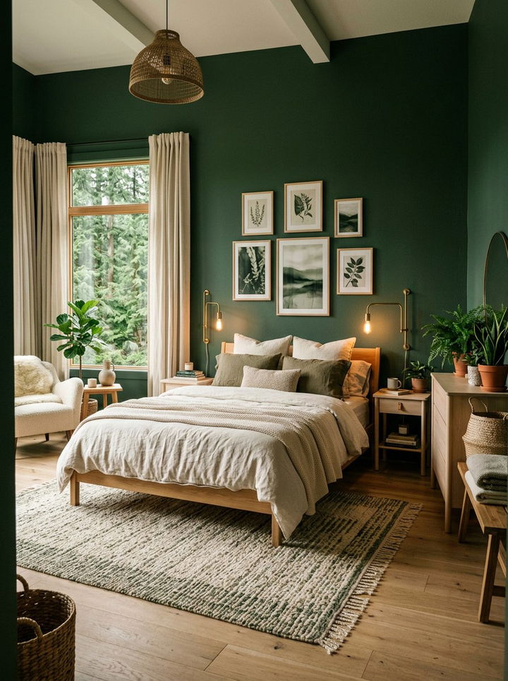 Forest green scandinavian bedroom - 30 Scandinavian bedroom color ideas