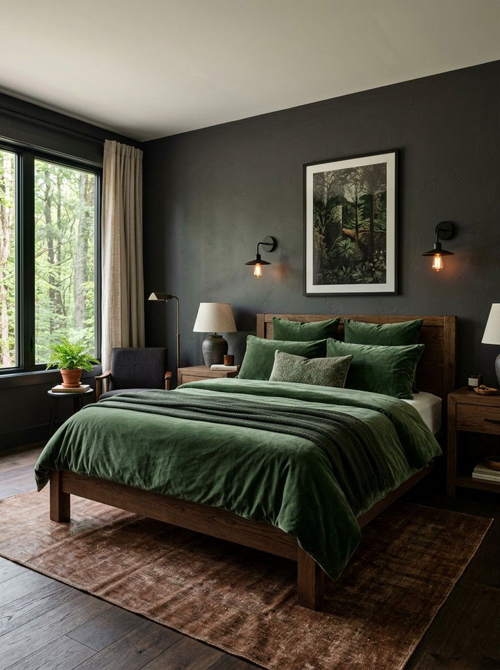 Forest green velvet bedding - 30 bedroom velvet bedding ideas