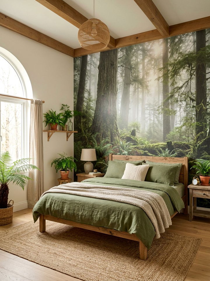 Forest mural bedroom - 30 fairy tale bedroom ideas