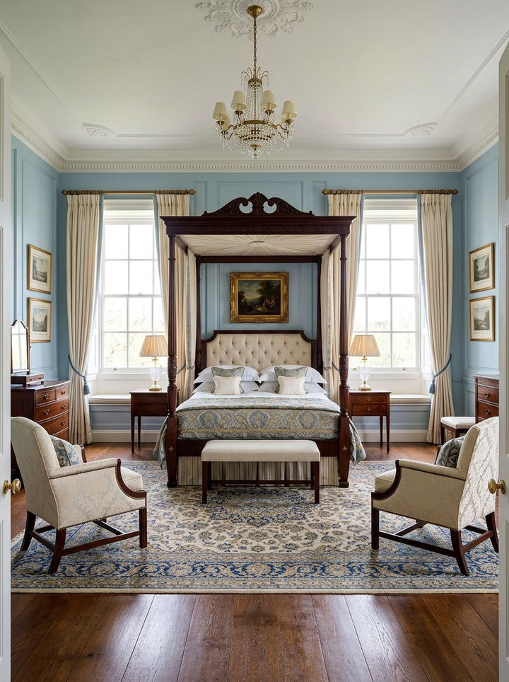 Formal symmetrical bedroom layout - 30 period home bedroom ideas