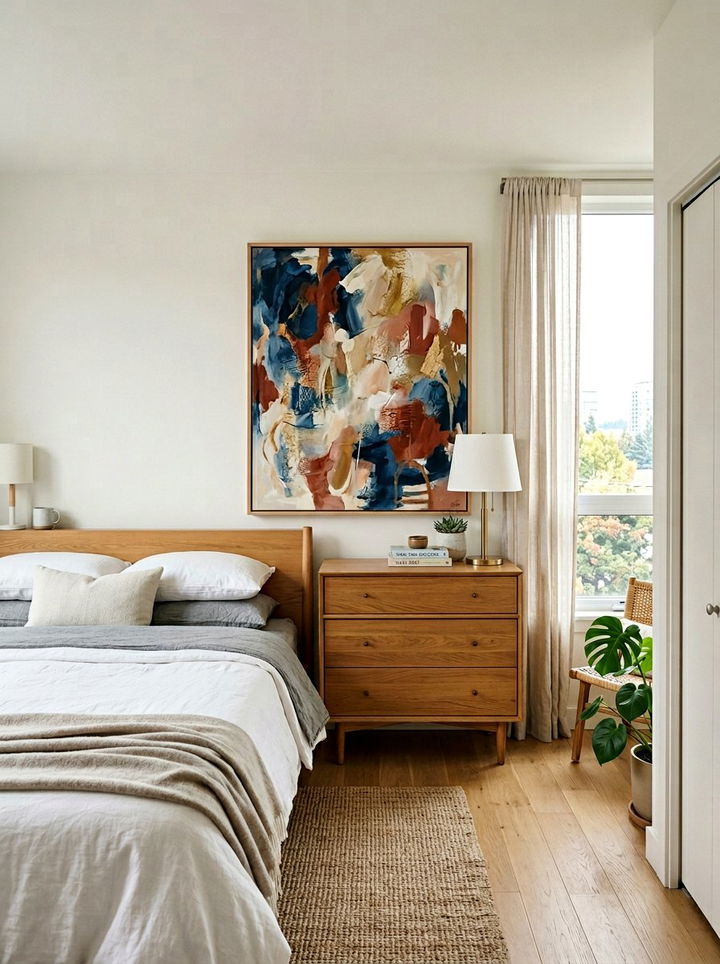 Framed Art Leaner - 30 rental apartment bedroom ideas