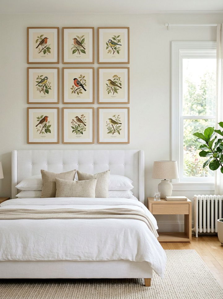 Framed Botanical Bird Prints - 30 bird bedroom ideas
