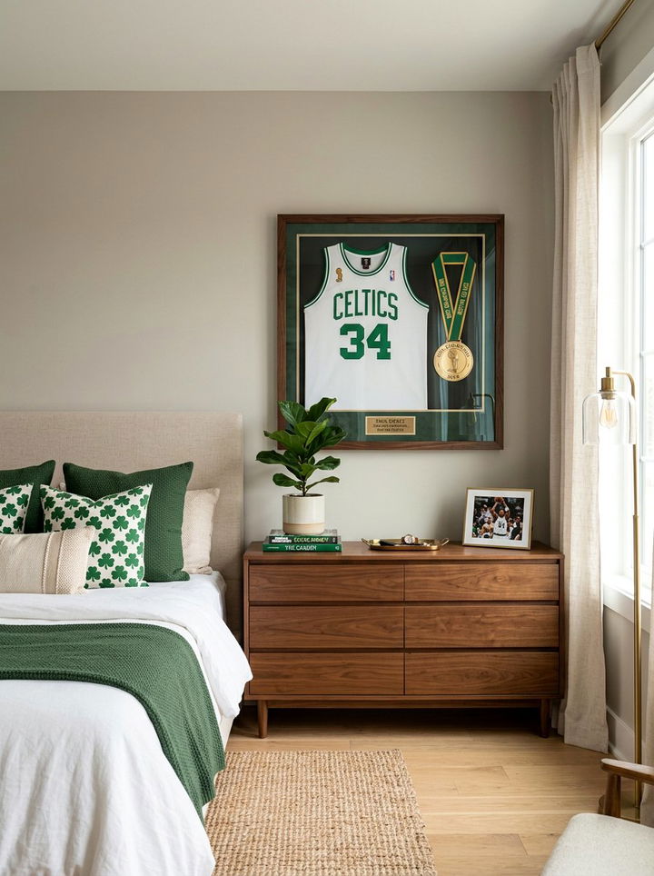 Framed Jersey And Medal - 30 bedroom award display ideas