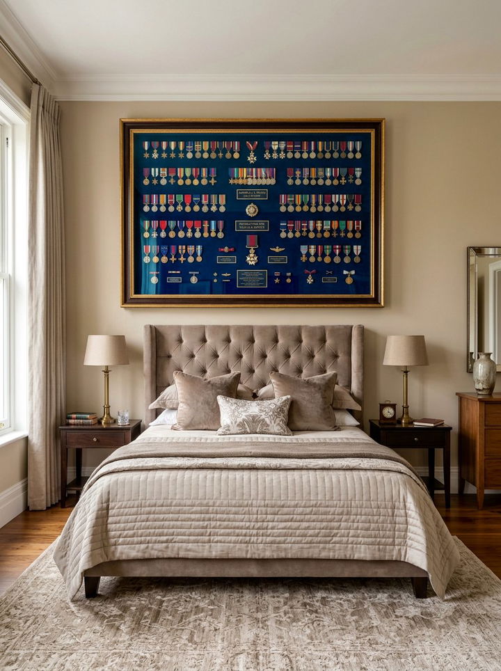 Framed Medal Collection - 30 bedroom medal display ideas