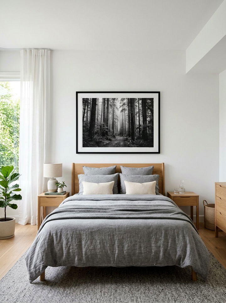 Framed Nature Photography - 30 scandinavian bedroom ideas