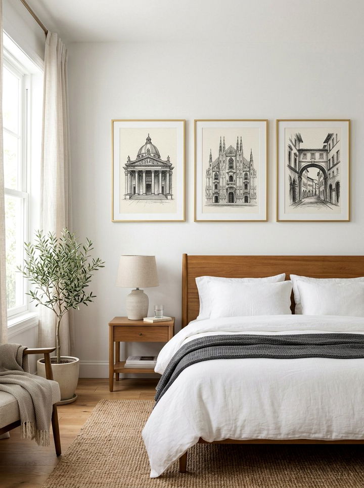 Framed Sketch Art - 30 light academia bedroom ideas