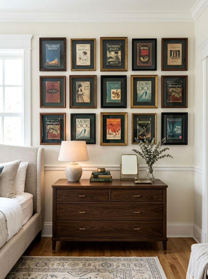 Framed book art - 30 bedroom book displays