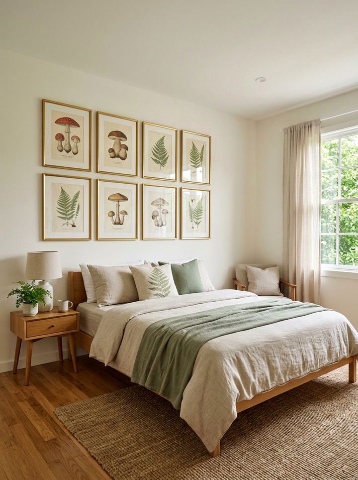 Framed botanical art - 30 cottage core bedroom ideas