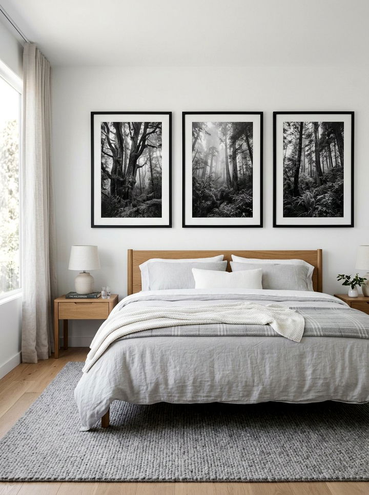 Framed nature photography - 30 Finnish bedroom ideas