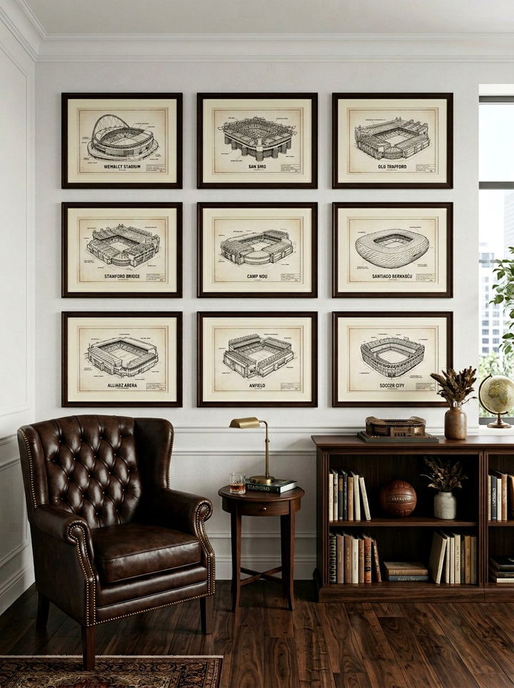 Framed stadium art - 30 soccer bedroom ideas