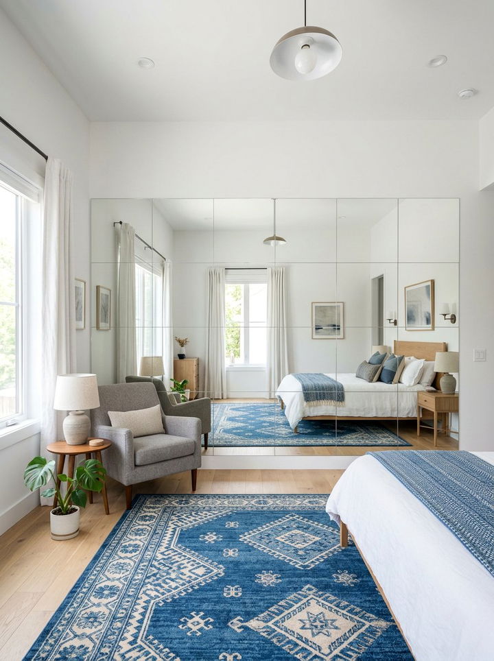 Frameless Mirror Wall - 30 command strip bedroom ideas