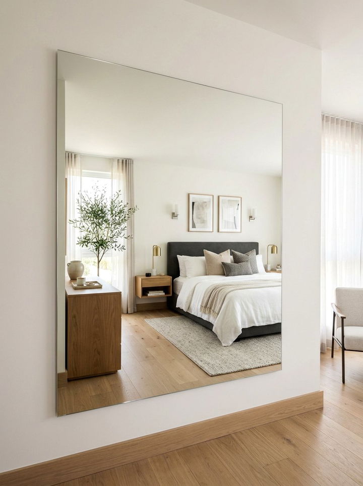 Frameless Wall Mirror - 30 low ceiling bedroom ideas