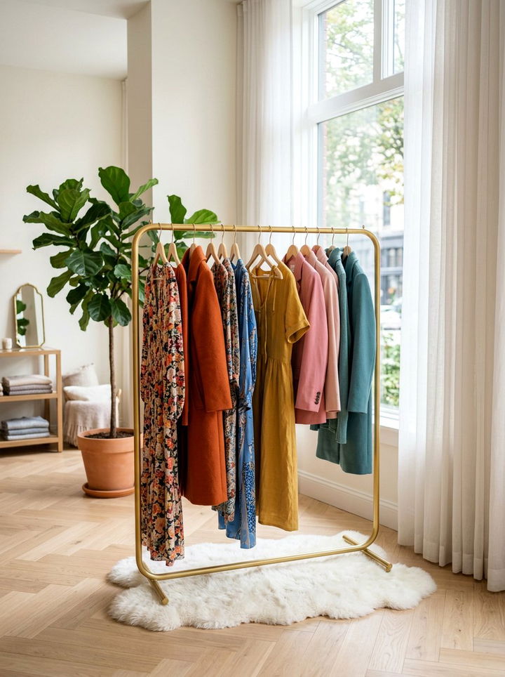 Free standing clothes rack - 30 renter bedroom ideas