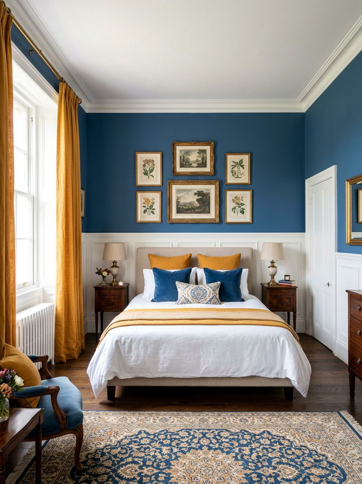French Blue And Ochre Bedroom - 30 orange and blue bedroom color combo