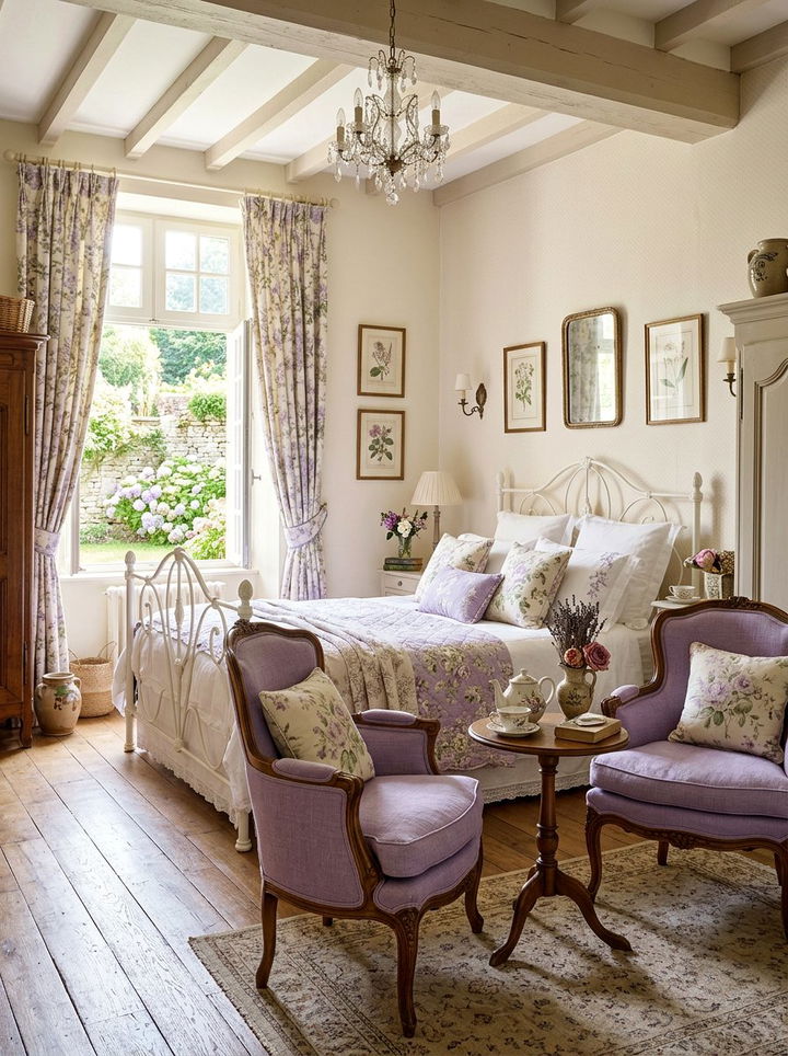 French Country Bedroom With Bergere Chairs - 30 bedroom with lounge ideas