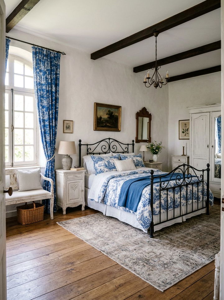 French Country Blue White Bedroom - 30 cobalt and white bedroom ideas