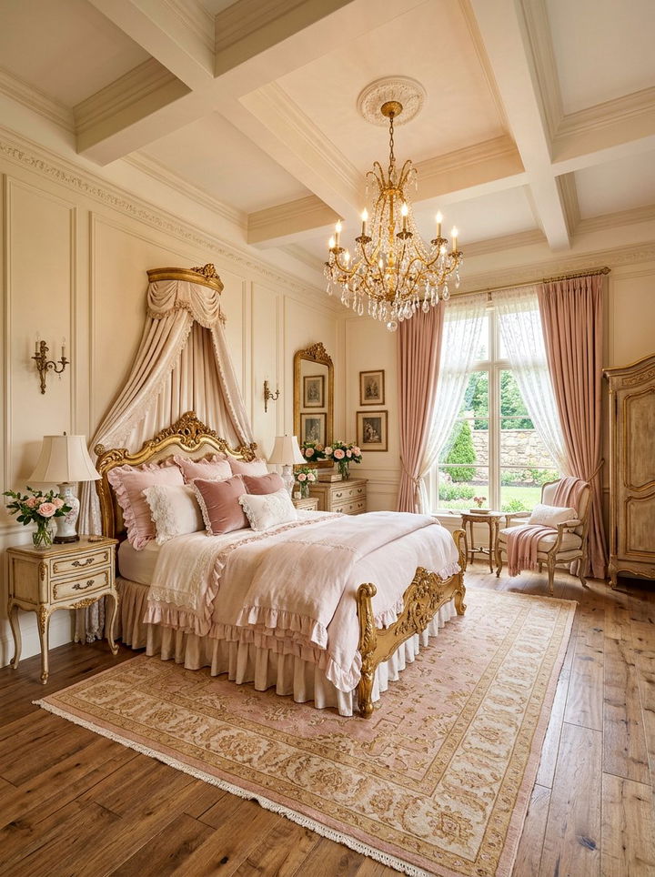 French Country Blush Bedroom - 30 blush and gold bedroom ideas