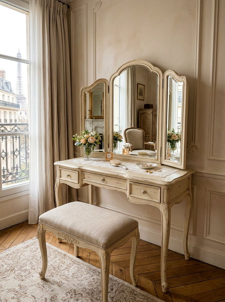 French Country Vanity With Cabriole Legs - 30 bedroom makeup vanities