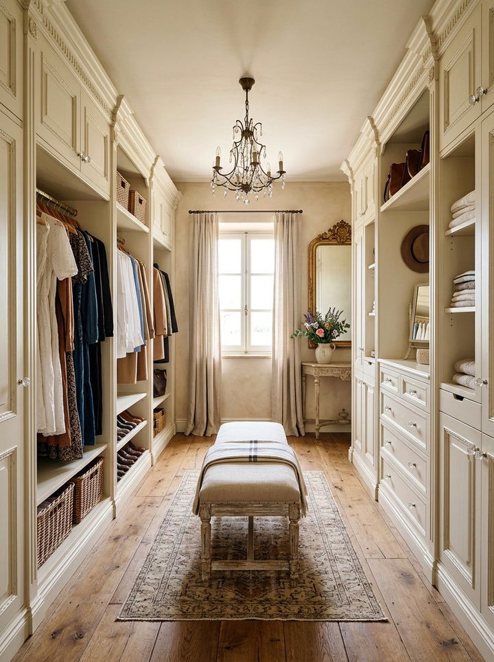 French Country Walk In Closet - 30 bedroom walk-in closets