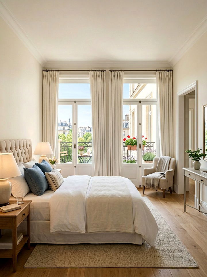 French Door Curtains - 30 bedroom window treatment ideas